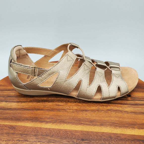 Earth Shoes - Earth Origins Sandals Women's 9 M Platinum Leather Belder Strappy Comfort Casual
